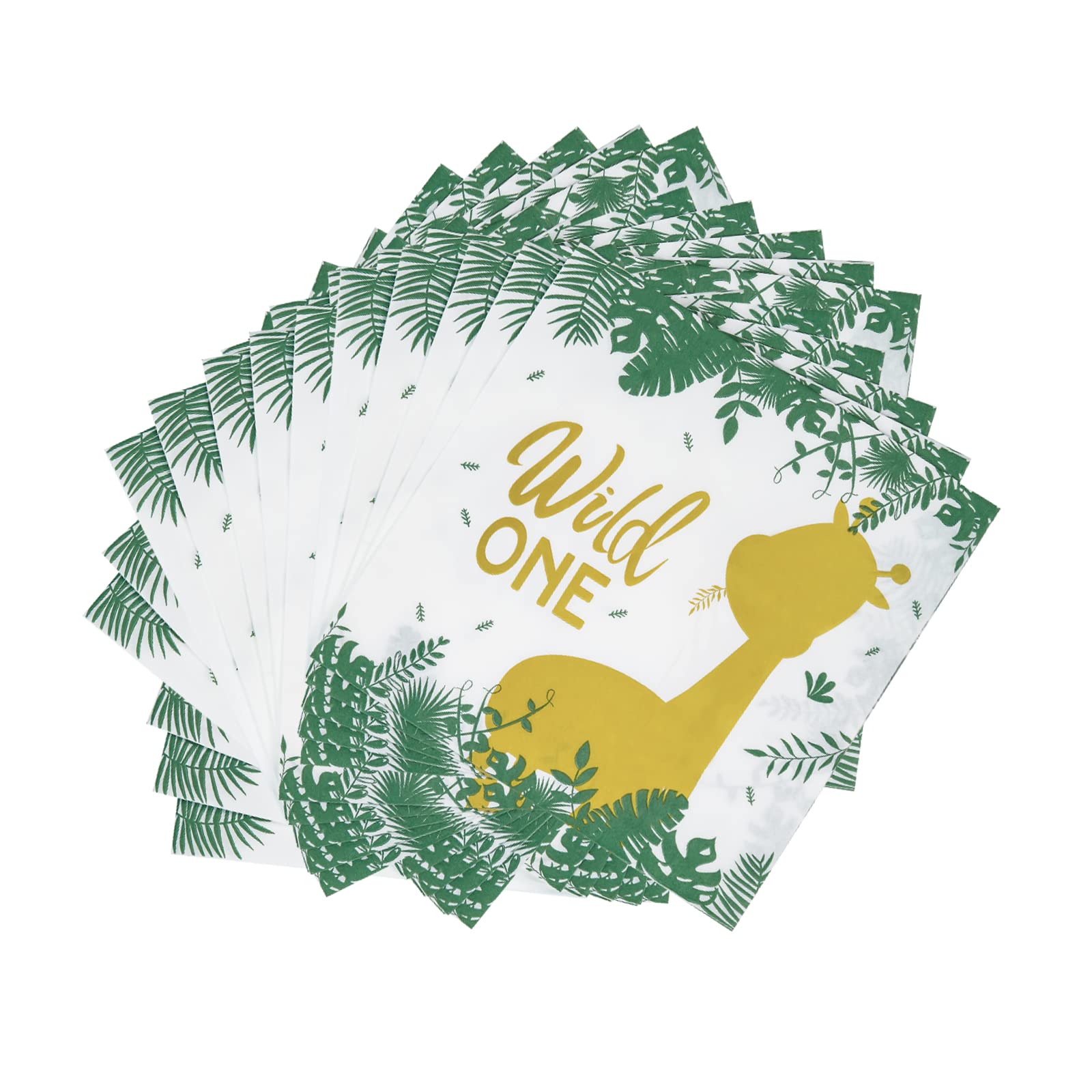 Photo 1 of (PACK OF 2) Wild One Shower Napkins - 50 Pack Disposable 6.5 inch Dinner Paper Party Napkins Birthday Baby Shower Party Supplies (Green and Gold)