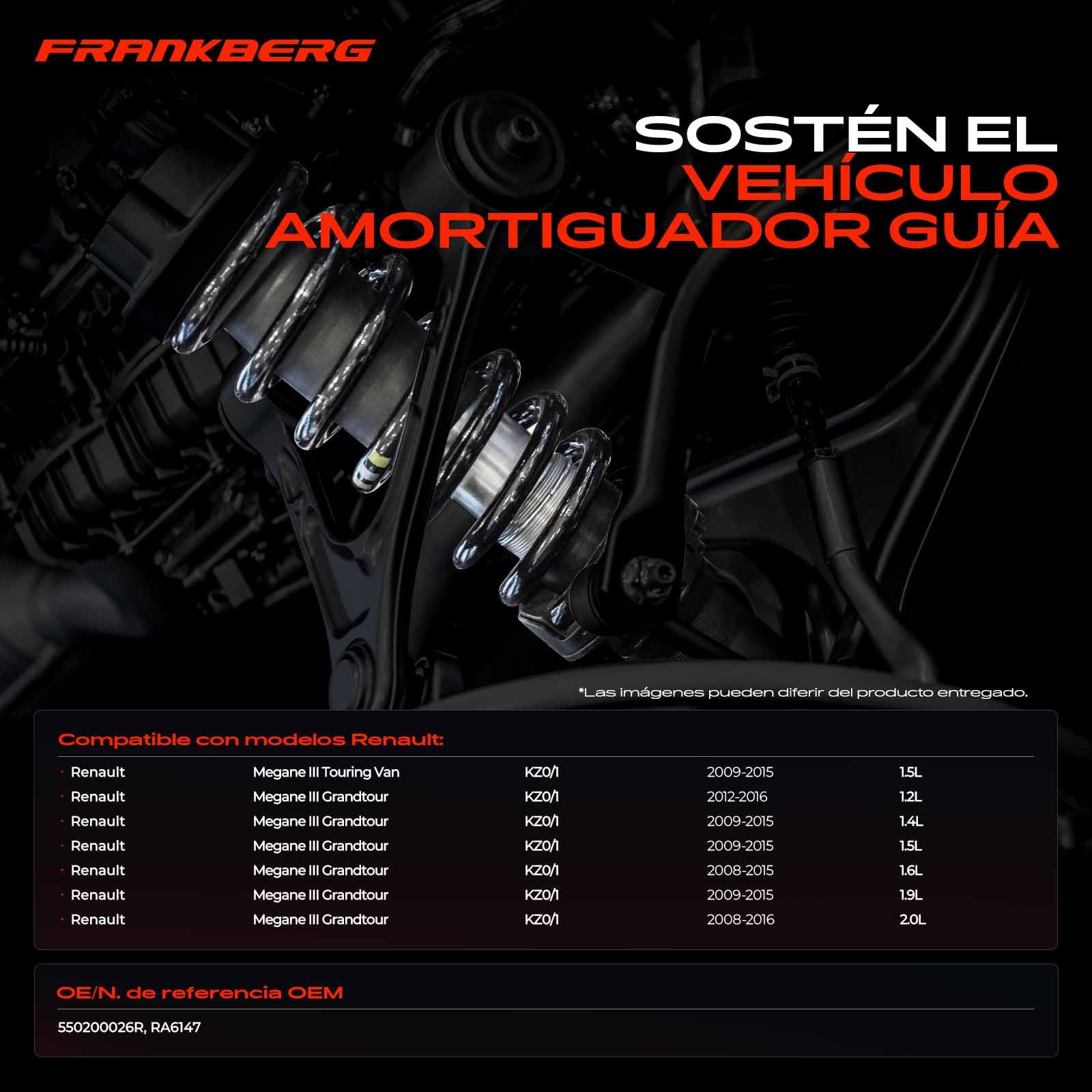 Frankberg 2x Muelles de chasis Muelles de suspensión Compatible con M.e.g.a.n.e III Grandtour KZ0/1 M.e.g.a.n.e III Combi Van KZ0/1 Replace# 550200026R