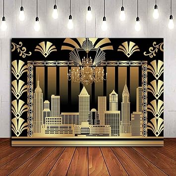 7x5ft The Great Gatsby Photography Backdrop 1920s Retro Roaring Photo Background Polyester Adult Children Wedding Party Decoration Birthday Briadal Shower Photo Shoot Booth