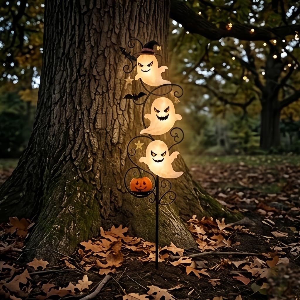 Dekoracja trawnika na Halloween z wzorem słupka słonecznego