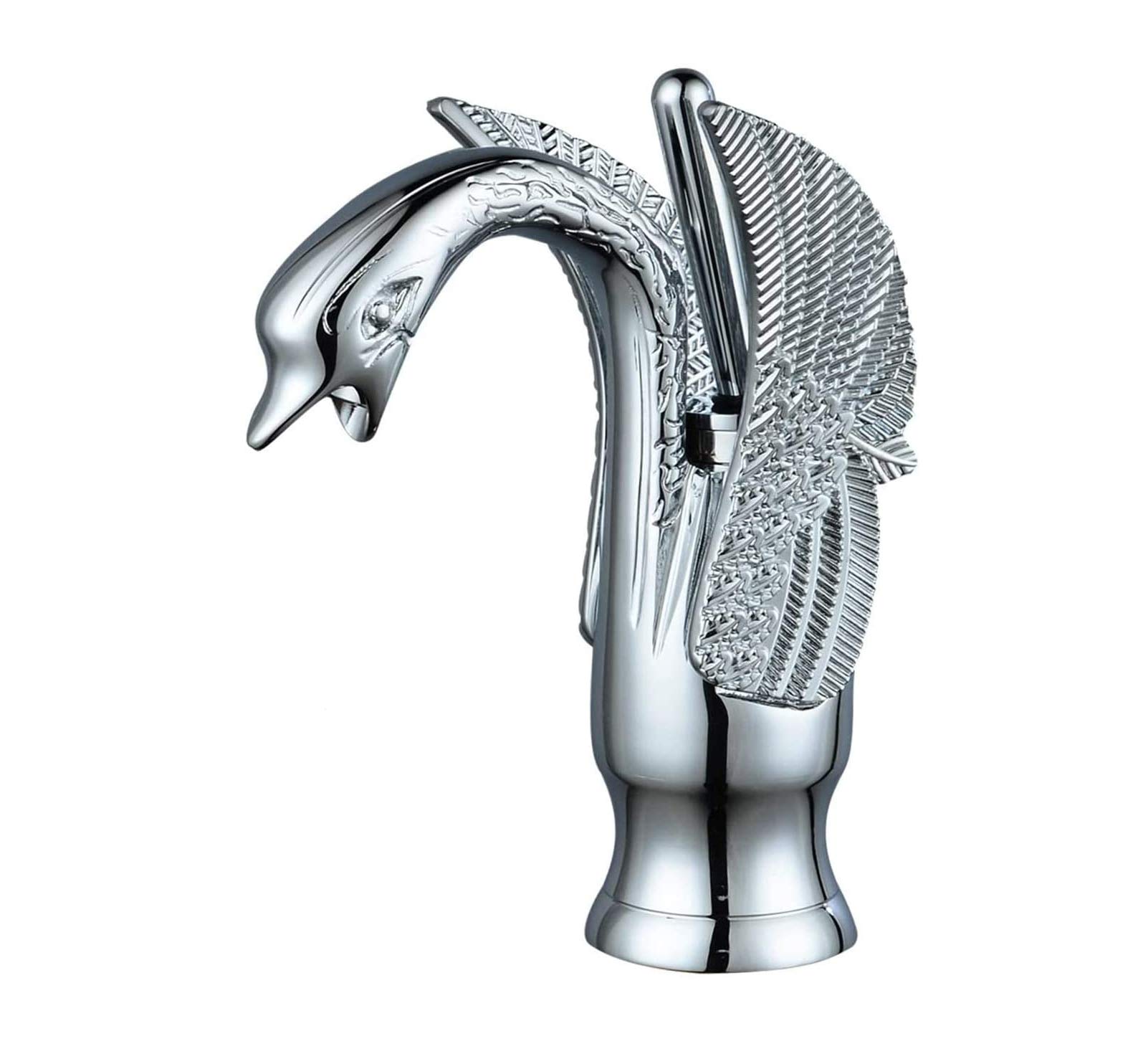 Nfusrxmbk Chrome Bathroom Faucet Swan Single Handle One Hole Lavatory Vanity Sink Basin Faucets Deck Mount Commercial
