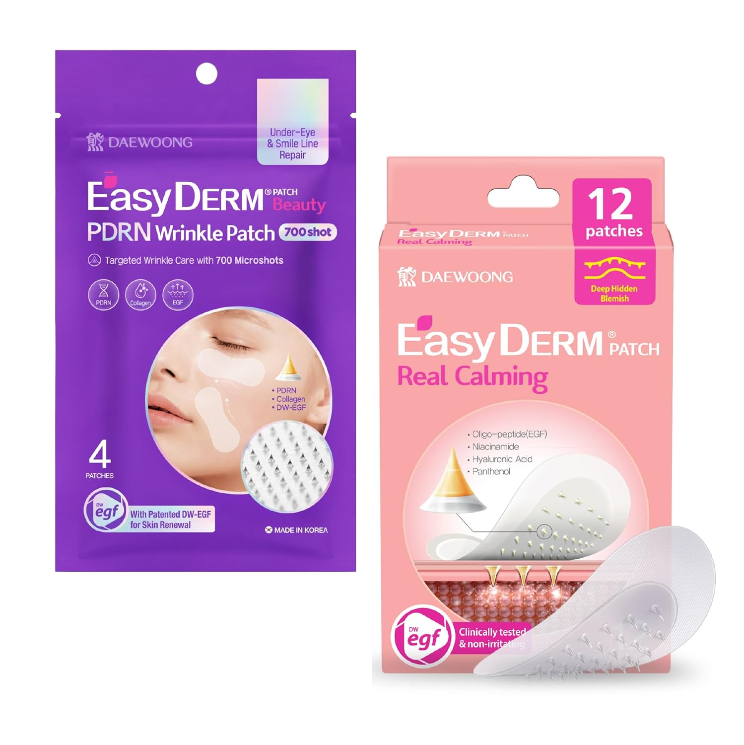 PDRN Patch Under Eye and Smile Line Care 4ea Real Calming Microdart Pimple Patches Clear Nano Micropoint Acne
