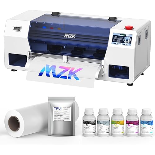 MZK A3 Plus DTF Printer F1080 Printhead Durable and Anti-Blocking(XP600 Gen2),Automatic Timed Cleaning Mode+Ink Anti-Clog Filter,2X-Speed Compared to L1800,Dual Ink Level Alert,Gift Ink 2 Years