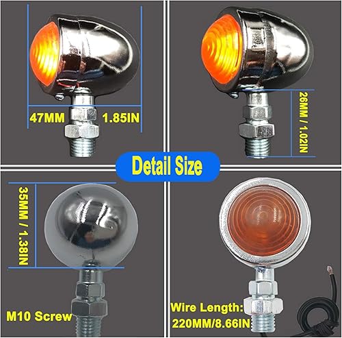 Miniatura 4 de Señales de giro universales para motocicleta, luces intermitentes de bala ámbar para Sportster Cruiser Bobber Chopper Harley, Honda, Yamaha,