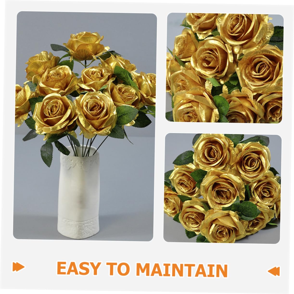 Bouquet Di Artificiali Dorate Da Teste Per Decorazioni Eleganti Casa Matrimonio e Feste Composizione Per Atmosfera Naturale e