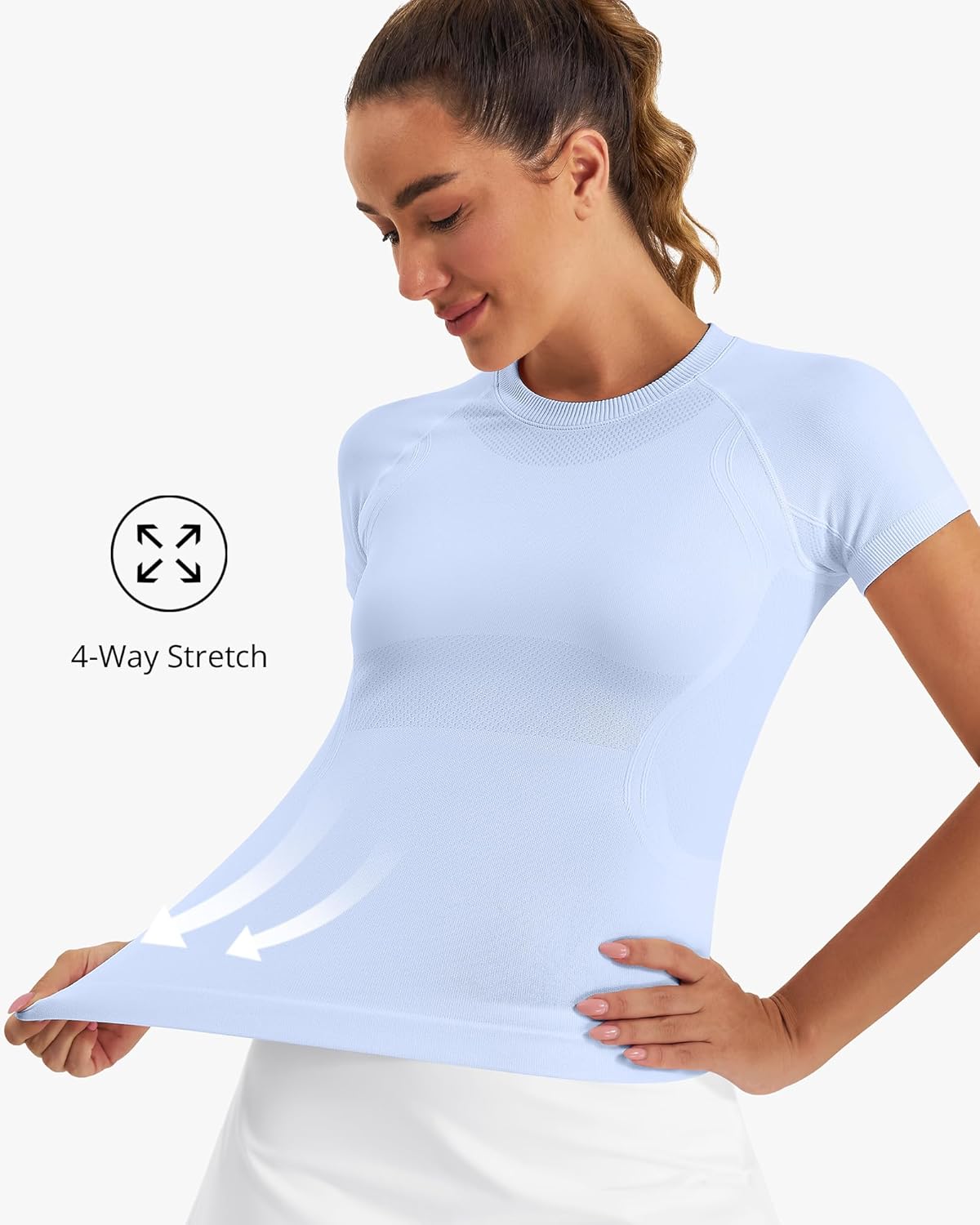 Stelle Women Workout Tops Short Sleeve Seamless Athletic Shirts Yoga Gym Sports Breathable Tees - Image 5