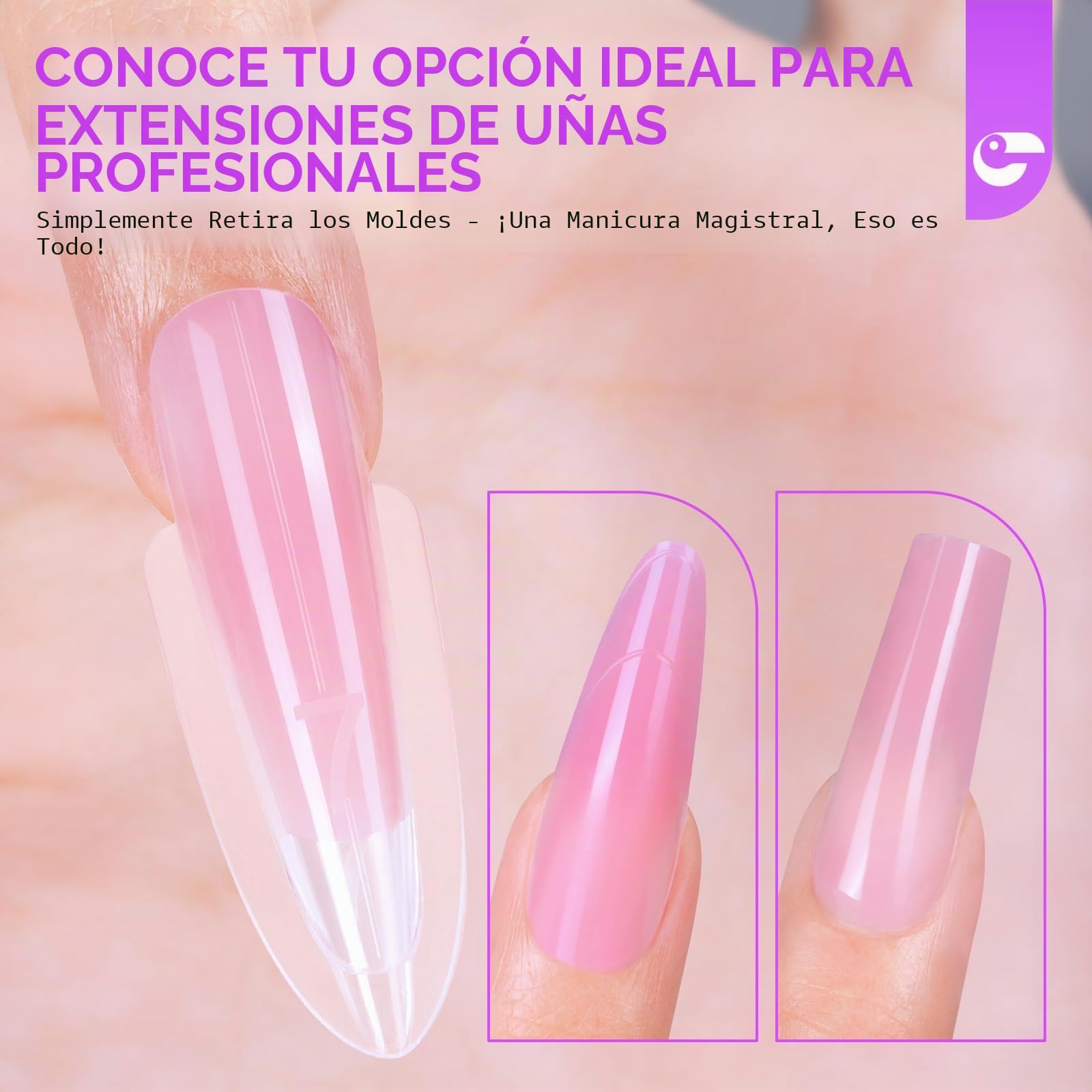 Gelike ec Formas de uñas profesionales dobles para gel constructor: diseño sándwich formas de uñas 240 piezas 15 tamaños – para extensiones de gel impecables – Fácil para bricolaje y salón