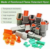 Vista 3 de Kit de Conectores Deutsch de 2 Pines 10 Juegos, Kit de Conector DT Gris, Conectores de Cable Impermeables para Automóviles de 2 Pines, Kit