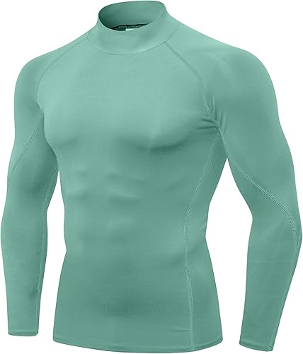 SPVISE Green Men's Compression Long Sleeve Shirt Workout T-Shirts Gym Tops Athle