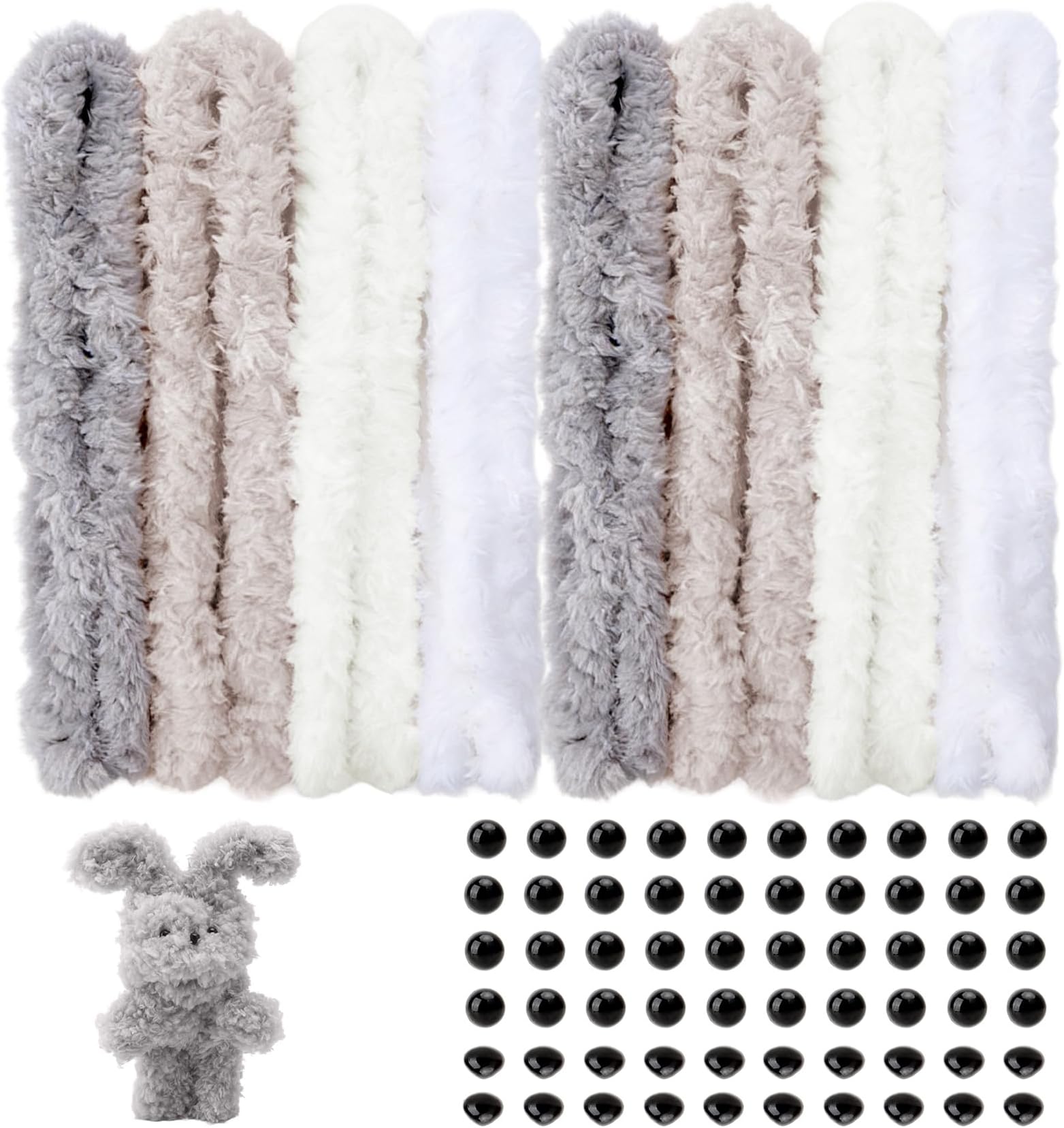 8 Pcs Jumbo Pipe Cleaners For Craft, Extra Long Pipe Cleaners, Fuzzy Wire, 4 Colours Chenille Stems For Art, Crafts With 40 Googly Eyes And 20 Nose, For Diy Arts & Holiday Decorations