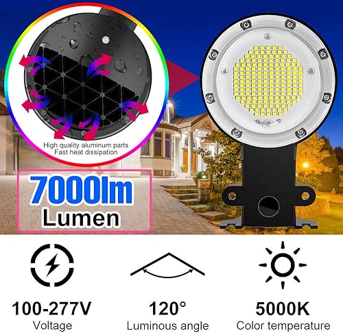 Miniatura 2 de Luz de patio de 50 W, iluminación al aire libre, 7000 lúmenes, luz LED de área del atardecer al amanecer, luz de granero de 110 voltios, reflector