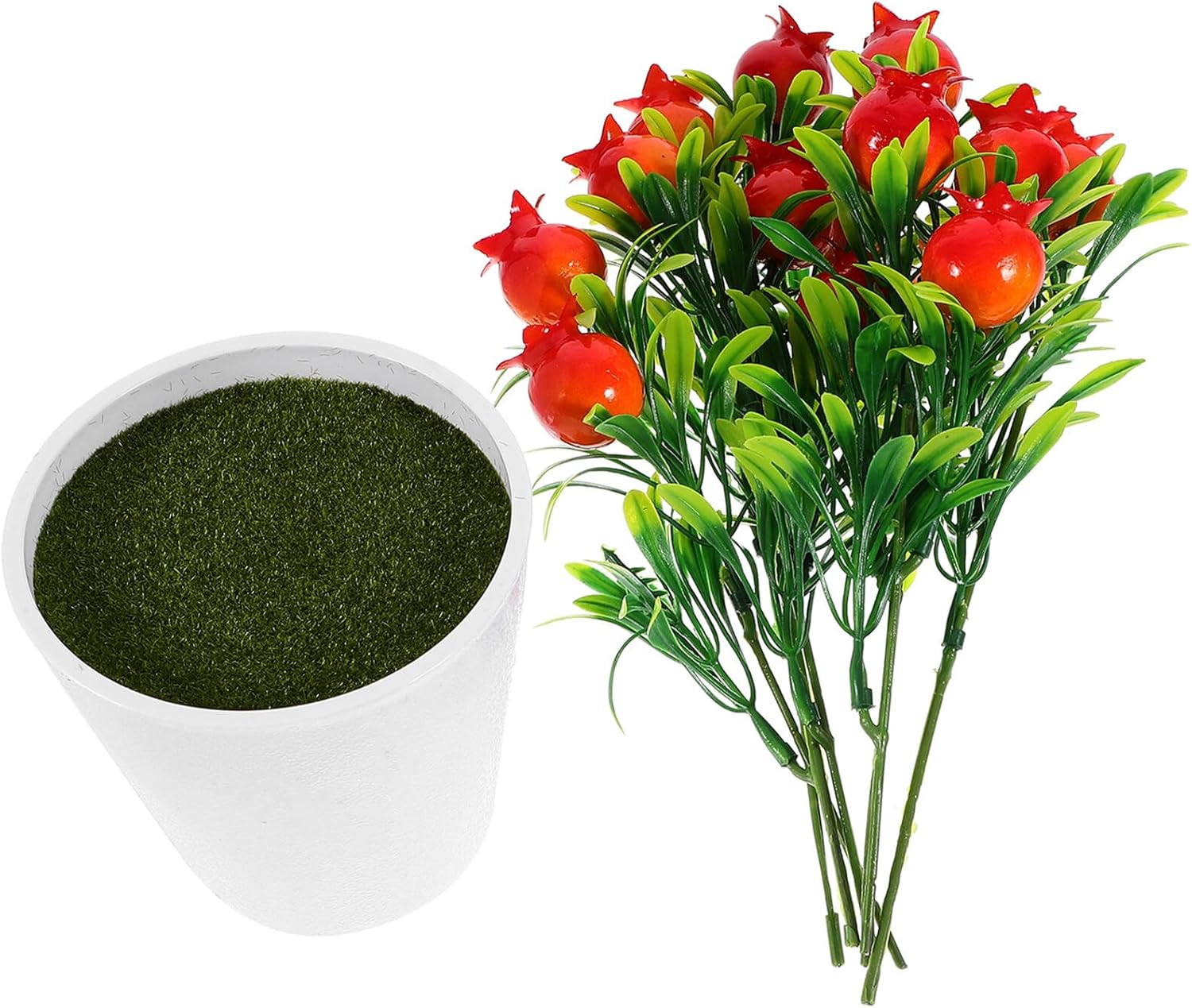 Toyvian Artificial Pomegranate Branches with Pot, Plastic Fake Fruit Bonsai, Desktop Tabletop Decor for Home Wedding Photography and Room Decoration