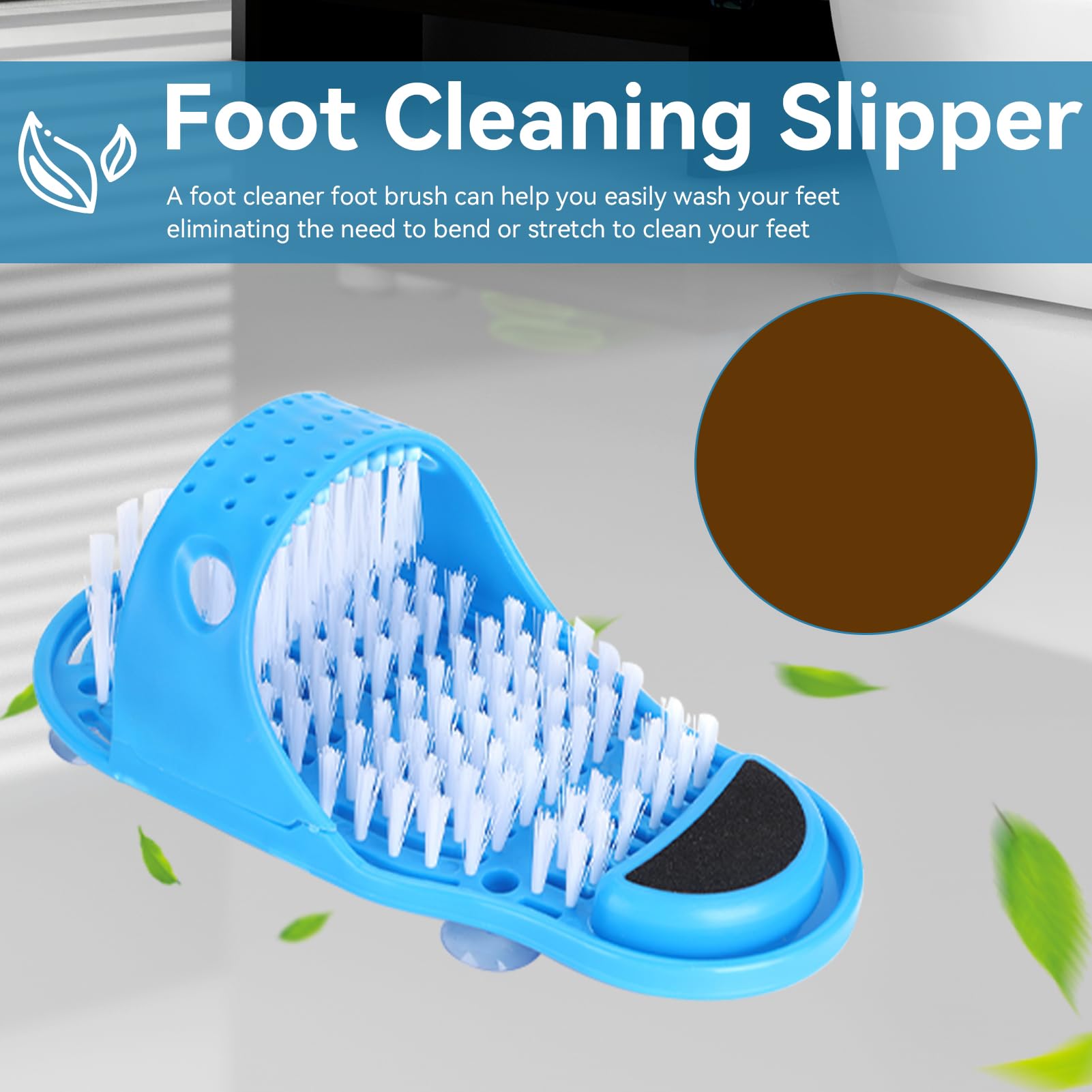 Cyrank cepillo exfoliante de ducha para pies, cerdas suaves, masajeador con ventosas, unisex