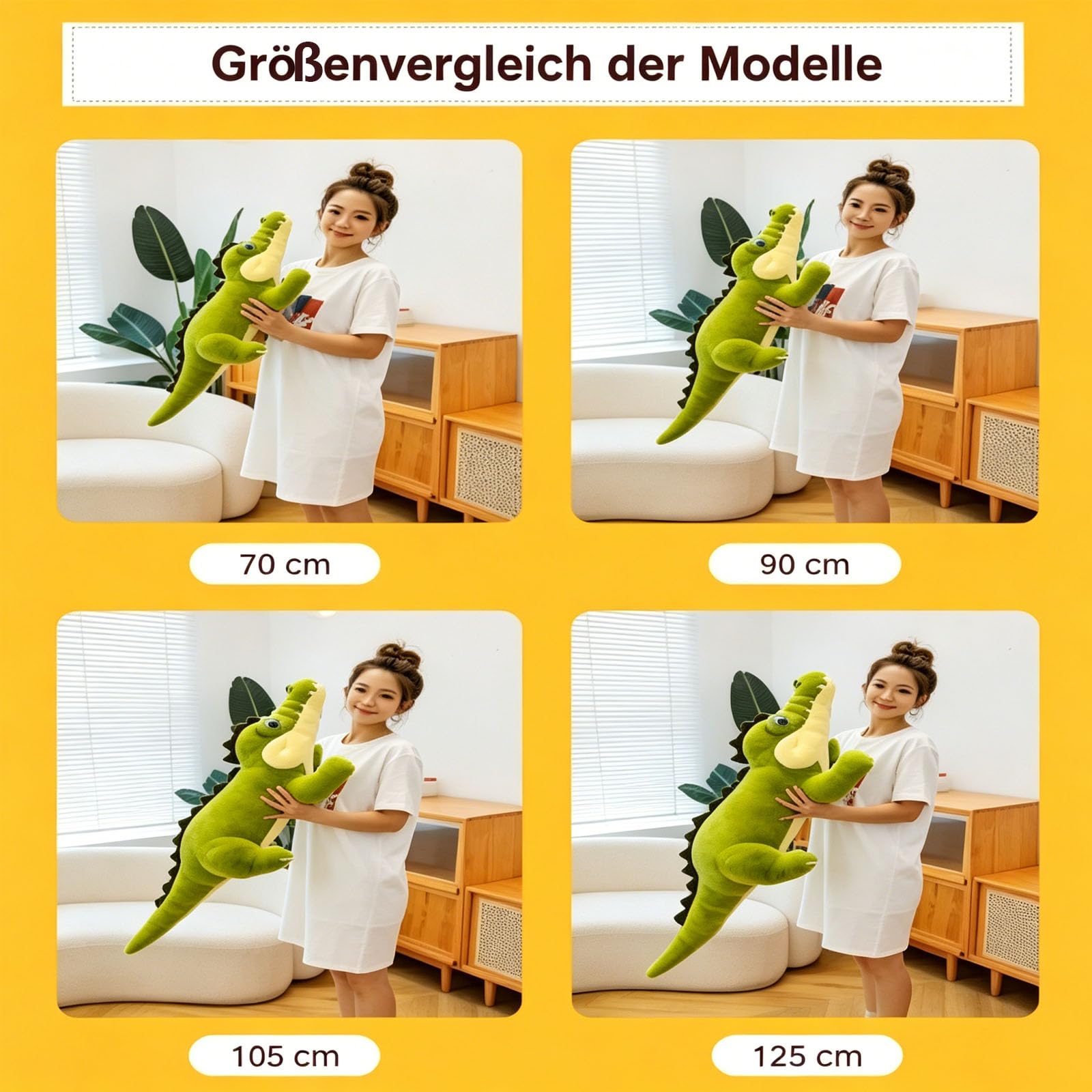 Krokodil Kuscheltier XXL, Plüschtiere Krokodil, Groß Grün Krokodil Stofftier, Riesen Krokodilkissen Plüsch Spielzeug, Lustige Alligatoren-Plüschtiere Geschenk für Kinder Jungen Mädchen (105cm)