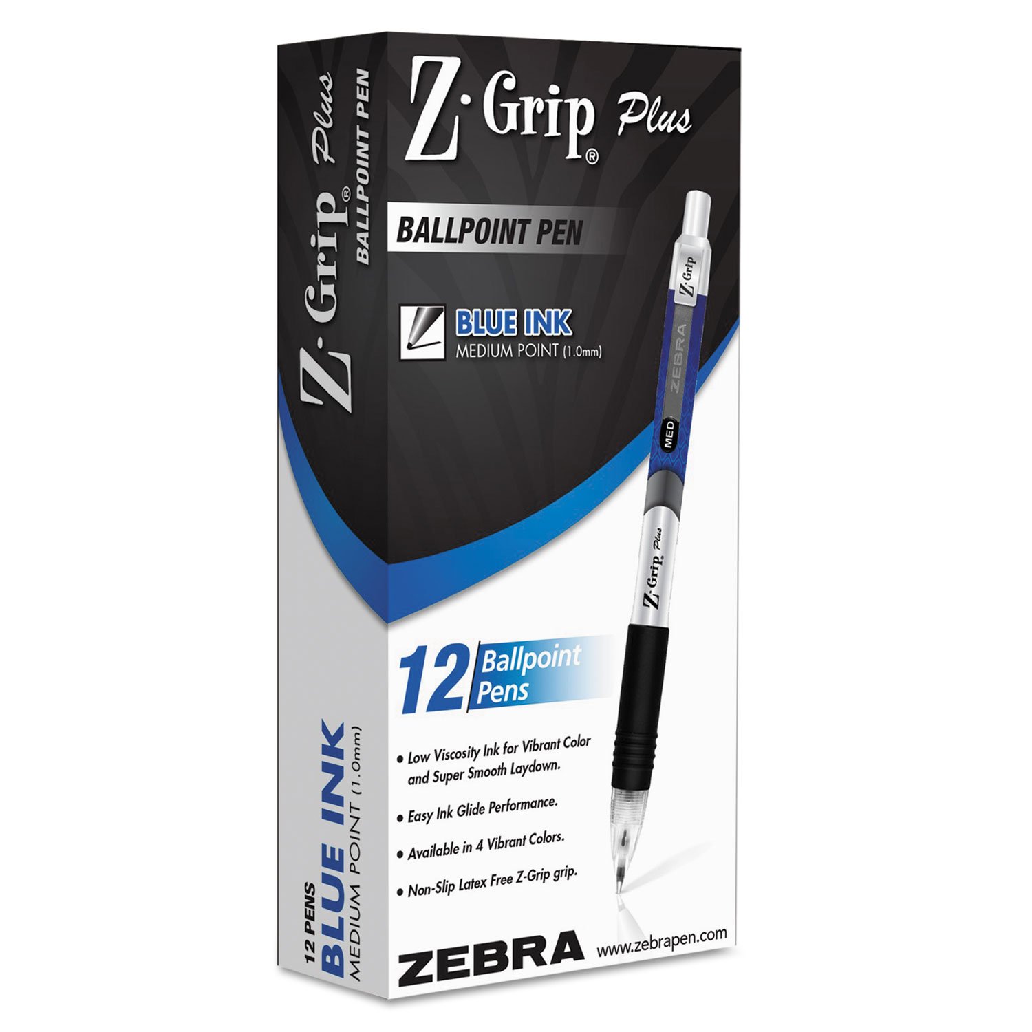 Zebra22510 ECO Jimnie Clip Retractable Ballpoint Pen, Black Ink, Medium, Dozen