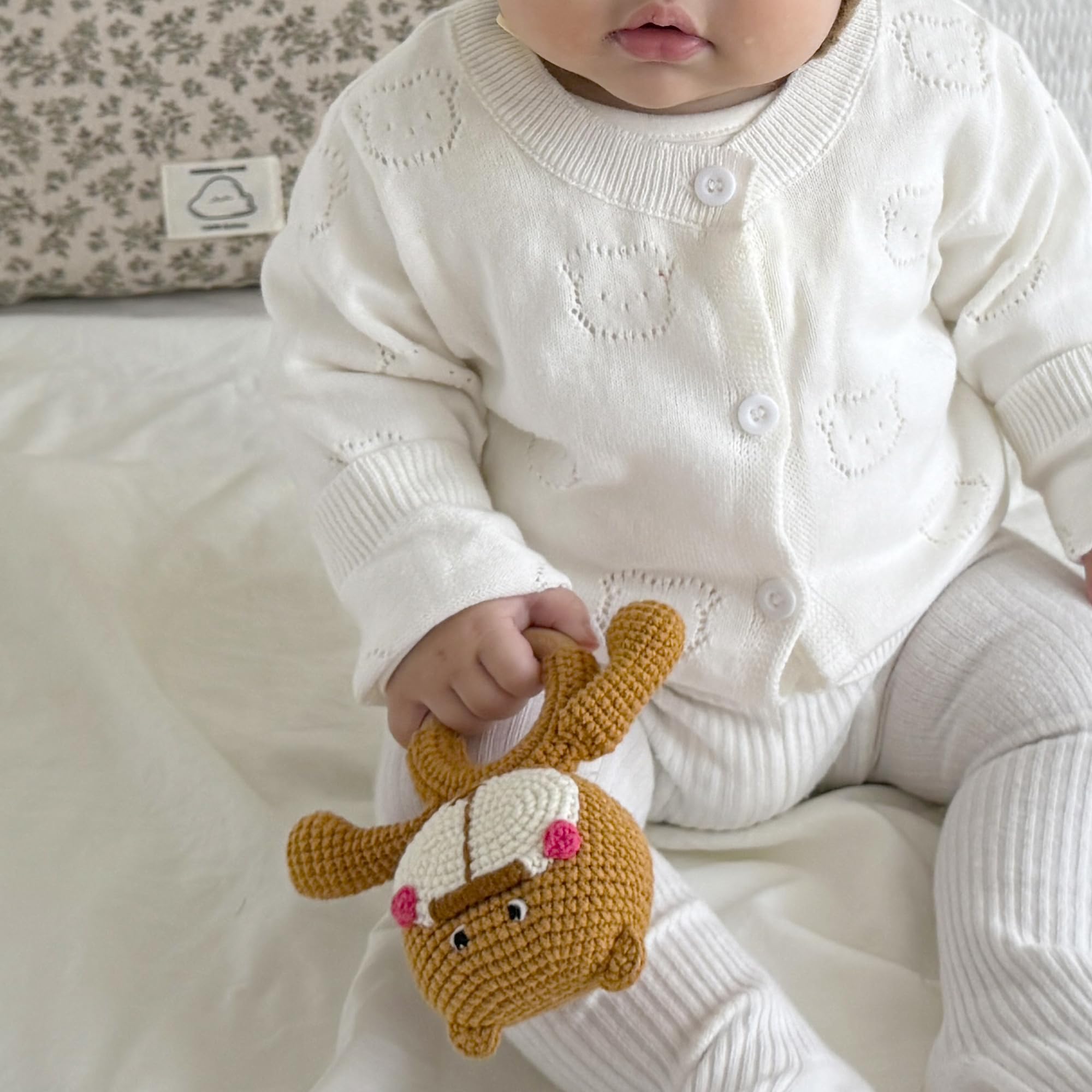 DICHA Wooden Baby Rattle - Infant Rattle - Sensory Development Toy Set - Bear - Image 4