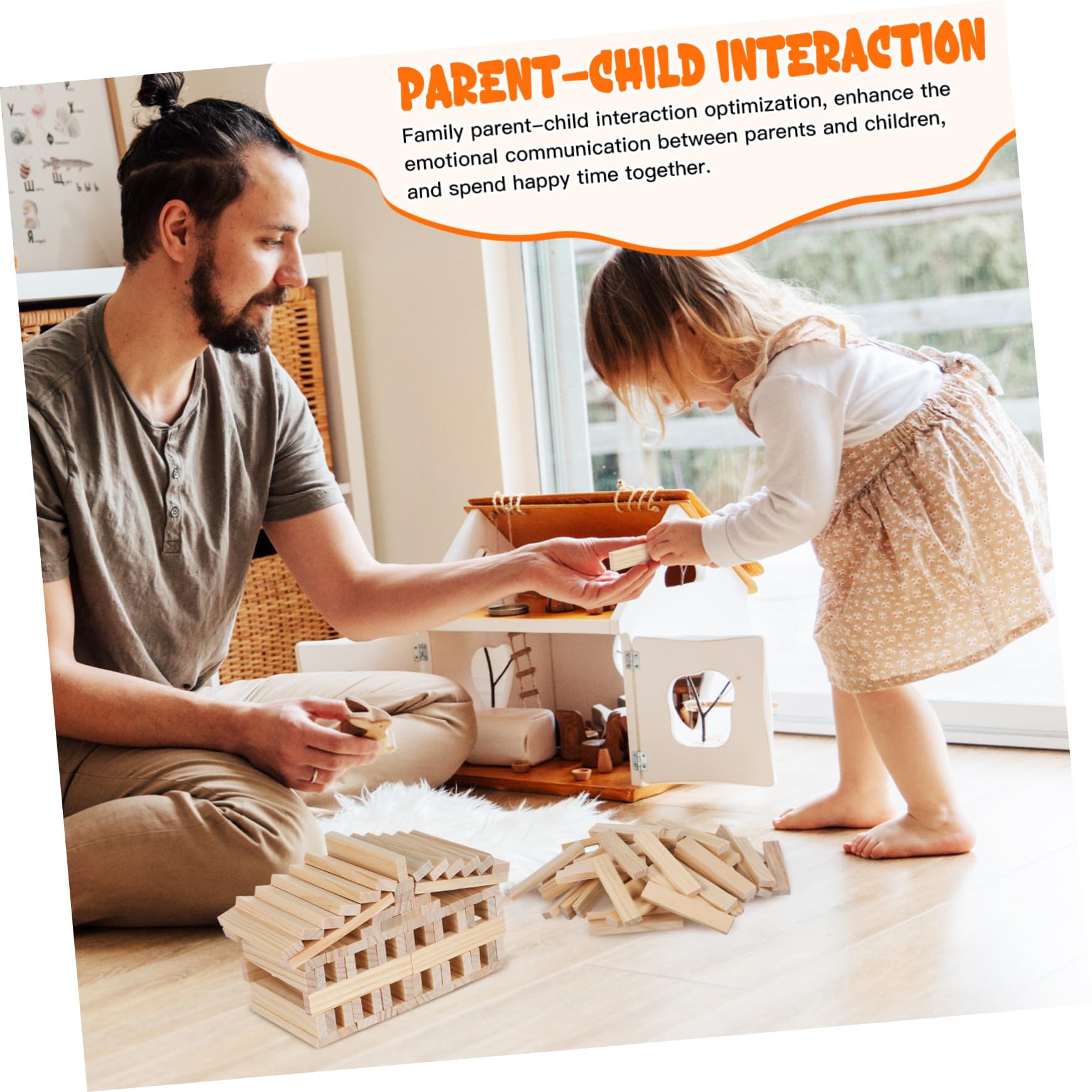 100 Stück Holzbausteine für Kleinkinder Stapelbares Bauspielzeug mit Minimalistischer Optik zum Kreativen Basteln und Spielen Unterwegs