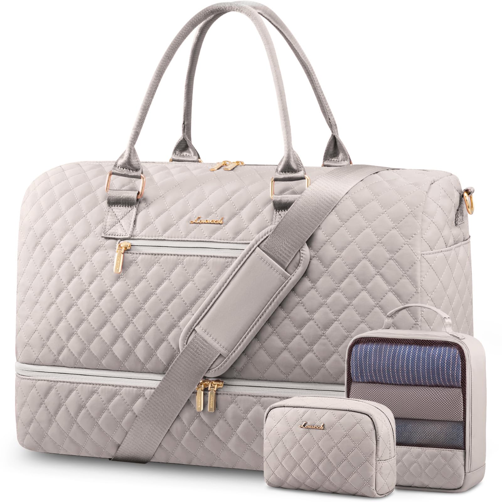 LOVEVOOK Travel Duffle Bag for Women, Weekender Overnight Bag with Shoe Compartment, Carry on Bag with Toiletry Bag, Gym Duffel Bag with Wet Pocket,