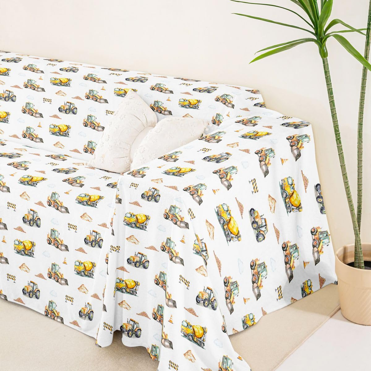 Homewish Bagger Sofaüberwürfe für Kinder Teenager Erwachsene Lastwagen BAU Sofa Überwurf 231x381 Baufahrzeug Couchbezug Im BAU rutschfest Sofahusse für Übergroße Sofas Staubdicht