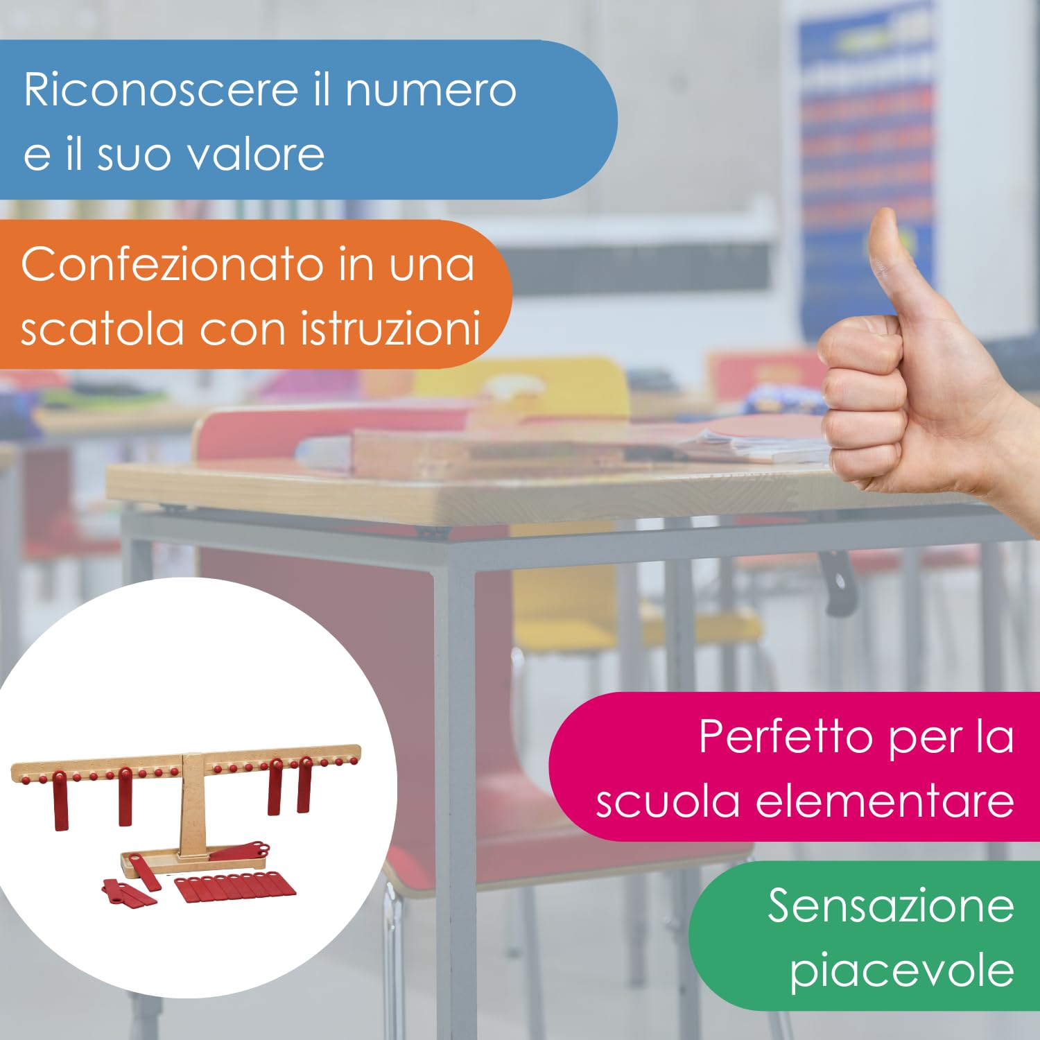 Set Numeri Impilati Wissner In RE-Wood, Colori Montessori, 34 Pezzi Da 1 A 10, Per Imparare Matematica E Aritmetica, Materiale Didattico Sostenibile - 2