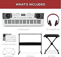 Vista 23 de Best Choice Products Juego completo de piano de teclado electrónico para principiantes de 61 teclas con teclas iluminadas, pantalla LCD