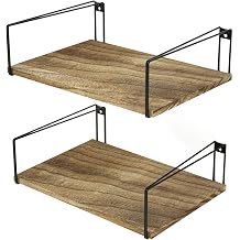 SRIWATANA Wide Rustic Floating Shelves, Wall Mounted Shelves with Large Capacity for Bedroom, Living Room, Bathroom, Kitchen, Office and more Set of 2, Carbonized Black