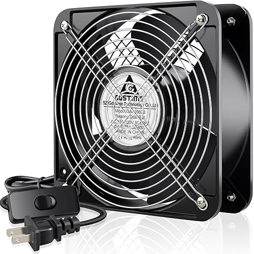 Vista 27 de GDSTIME Ventilador AXIAL 12038, 110 V 120 V CA 4.724 in x 1.496 in, doble rodamiento de bolas, alto CFM con cable de alimentación Swtich