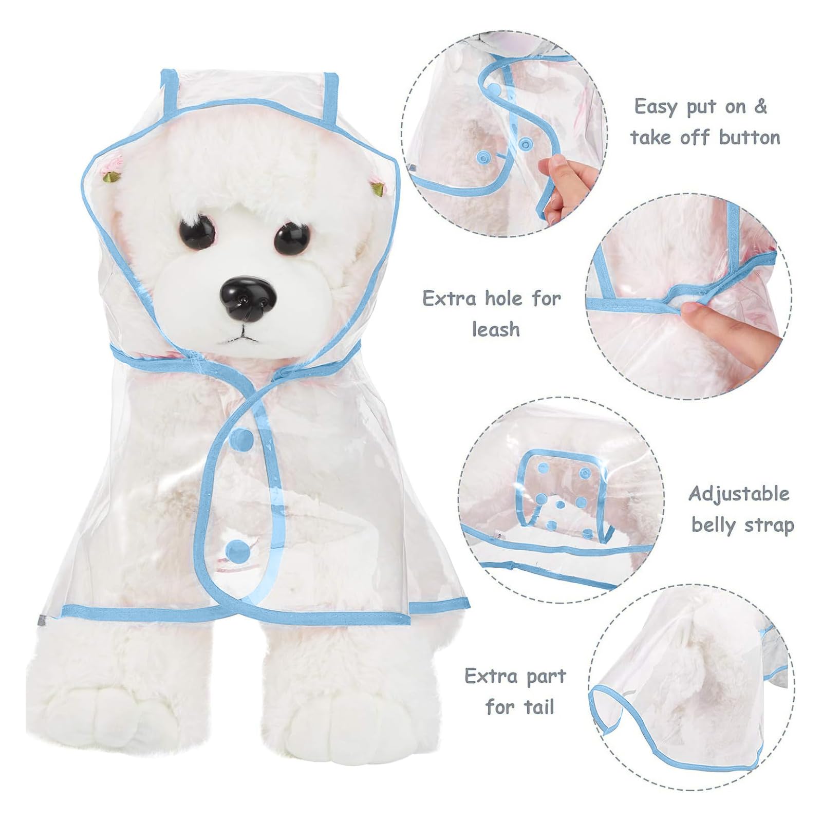 PETCUTE Manteau de Pluie Imperméable pour Chien avec Capuche,Imperméable pour Chien en PVC Transparent,Manteaux imperméables pour Chiens avec Fermeture à Boutons,pour Les Jours de Pluie