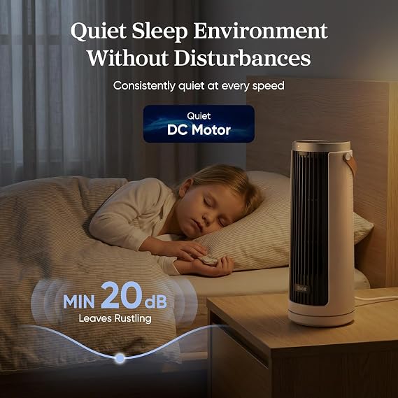 Levoit Tower Fan for Bedroom, 20dB Quiet Desk Fan, Portable Fan with 23ft/s