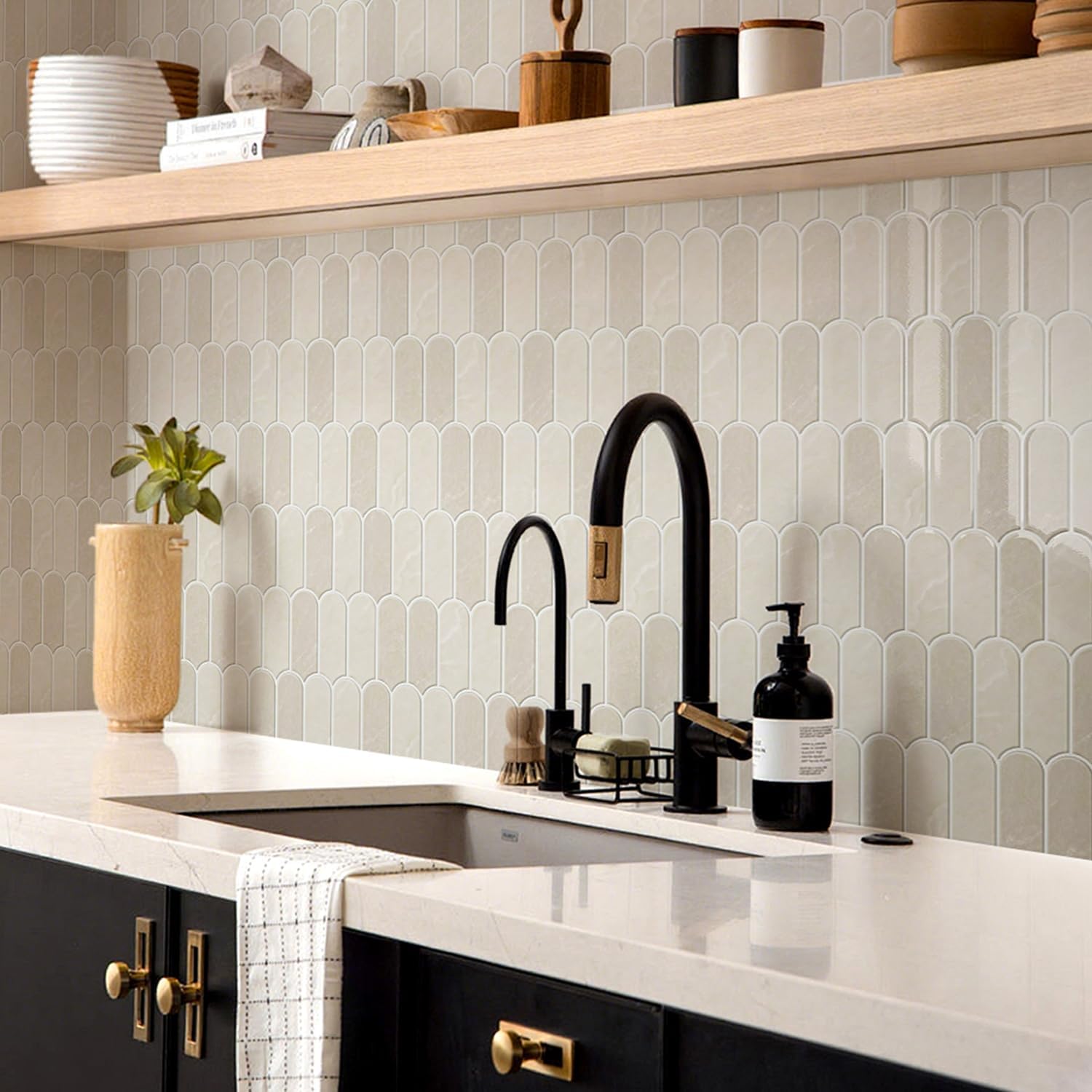 Peel and Stick Backsplash for Kitchen, Backsplash for Kitchen Wall 3D Self Adhesive Peel and Stick Tile 12''x12'' Vinyl Backsplash Renter Friendly Waterproof for Walls, Beige, 10PCS (20)