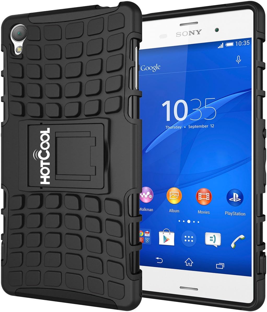 HOTCOOL Sony Xperia Z3 Case - Heavy Duty Rugged Dual Layer Holster with Kickstand 2014zc Case For Sony Xperia Z3 Smartphone, Black