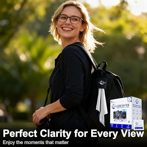 Miniatura 2 de 400 toallitas para lentes para lentes + 1 bolsa con clip, limpiador de lentes de microfibra, toallitas limpiadoras de lentes prehumedecidas