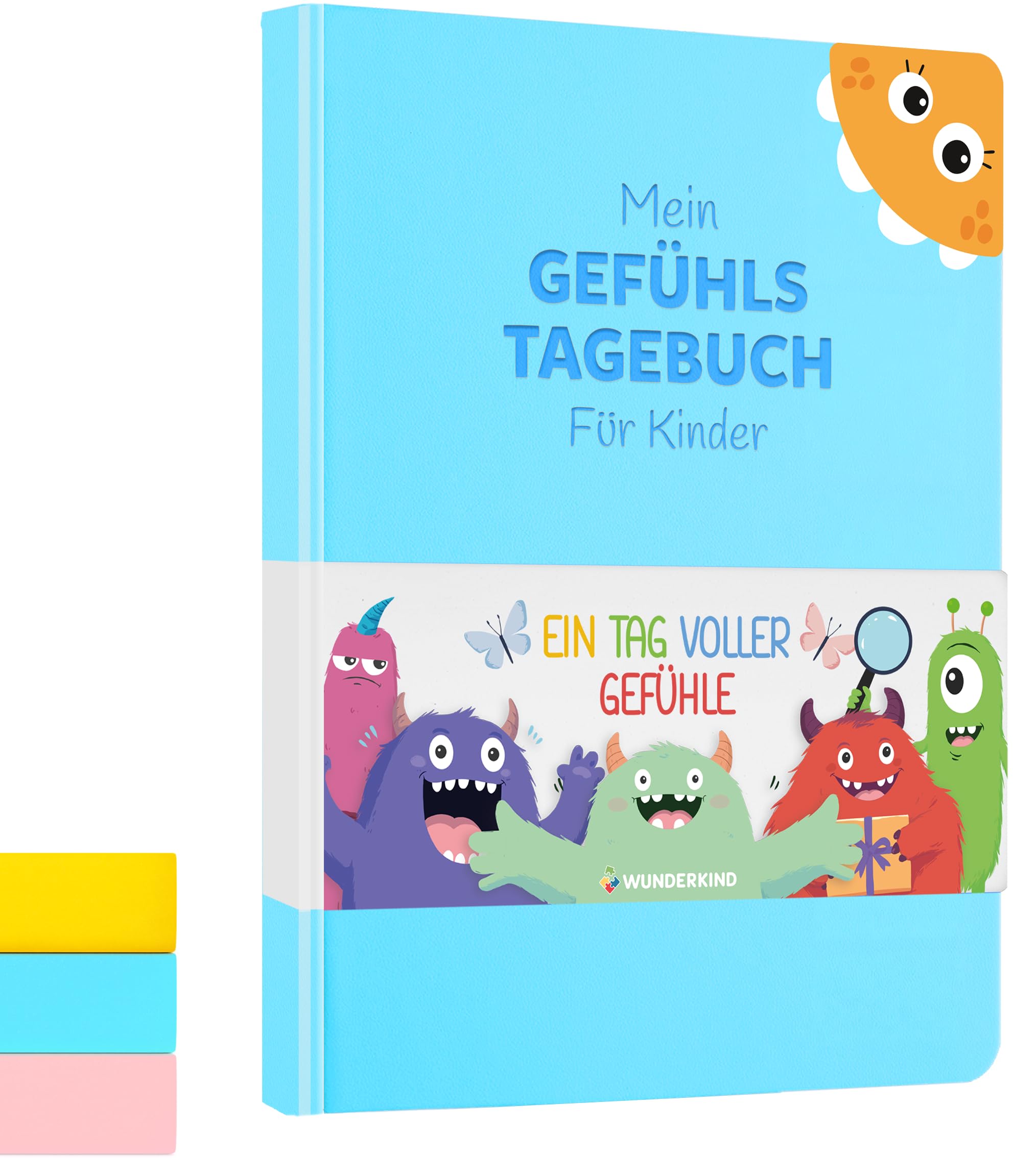 Wunderkind Feeling Diary Children 6-12 Years, Polar Blue, Honiggelb
