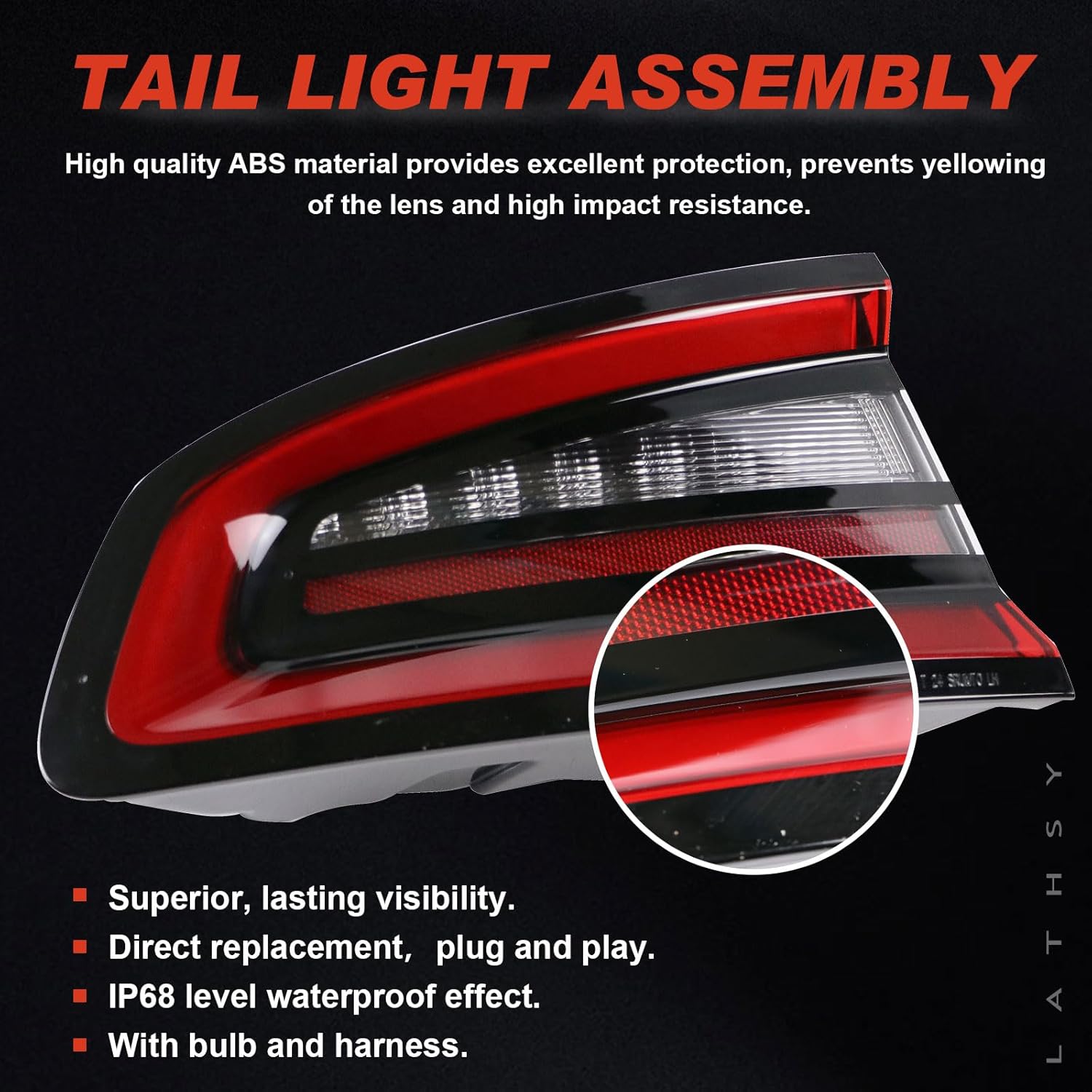LED Tail Light Compatible With 2015-2021 Dodge Charger Rear Outer Taillight Left Driver Side Replace 68213145AC CH2800208
