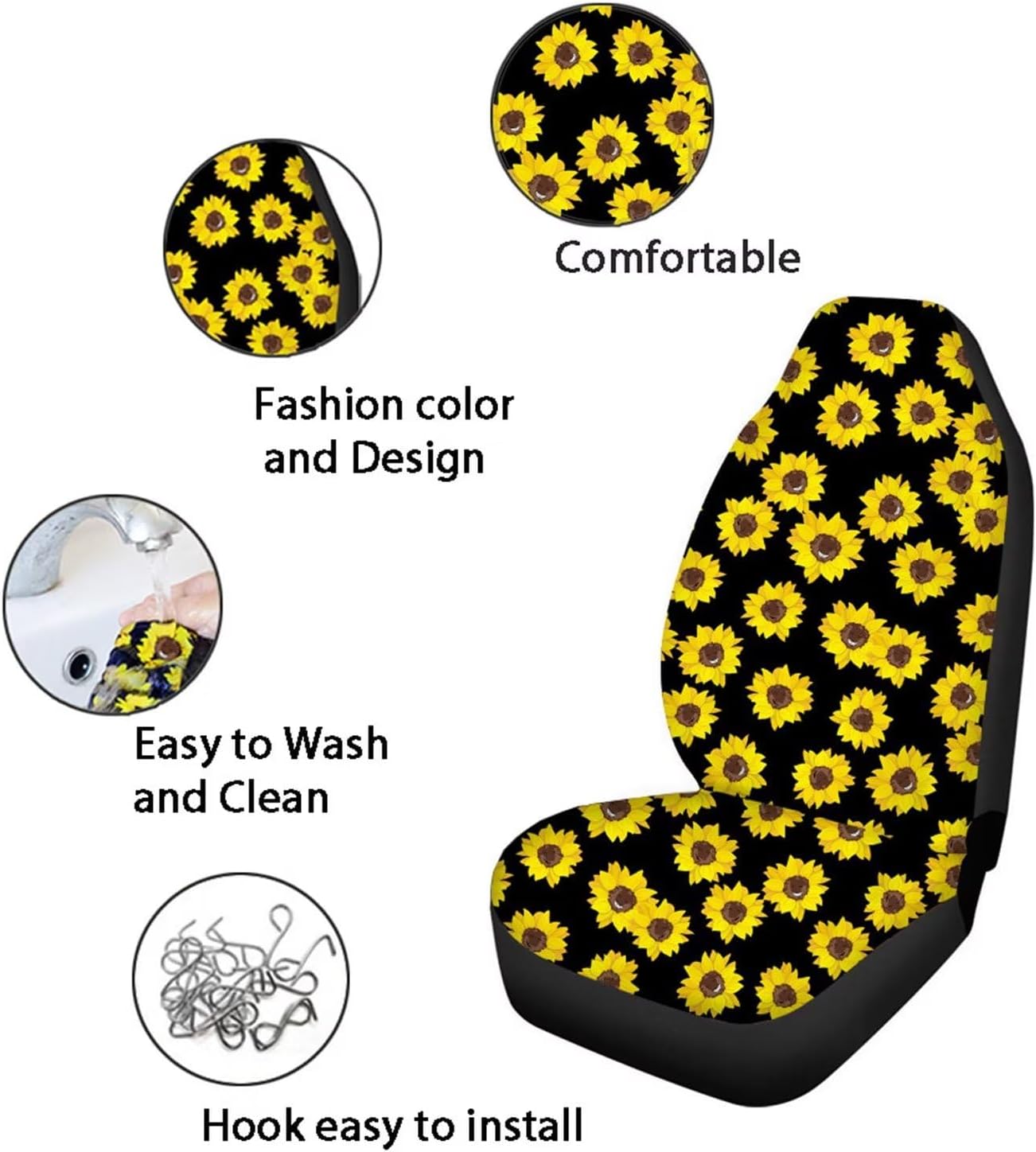 DISNIMO Cat Family Car Seat Cover Backrest Seat Protector Full Set of 4pcs Universal Car Interior Decorative for Women Ladies Gifts Fit Most Car,Truck,SUV,Van 4Pack