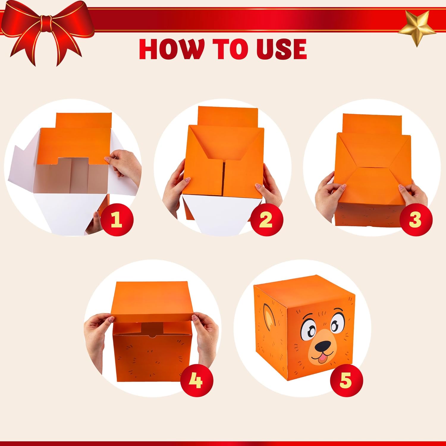 JOYIN 12 PCS Christmas Stackable Gift Boxes with Lids for Present, 4 Design Xmas Nesting Box, Cute Decorative Stacking Boxes for Gift Wrap Party Decor (1 Stanta,1 Snowman, 1 Bear, 1 Xmas Charcter)