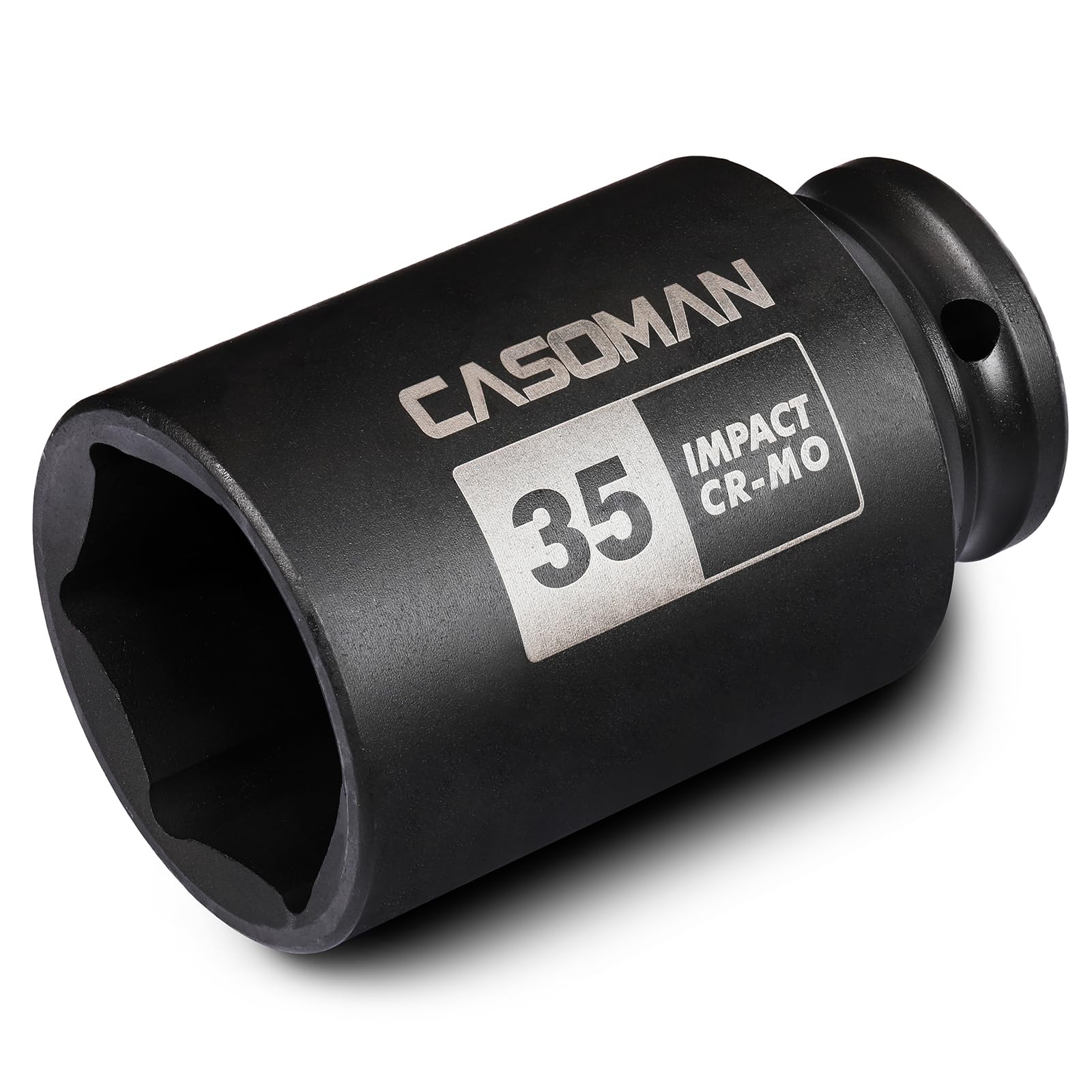 CASOMAN 1/2" Drive x 35 mm Deep 6 PT Impact Socket, CR-MO, 1/2-inch Drive 6 Point Axle Nut Socket for Easy Removal of Axle Shaft Nuts (35MM)