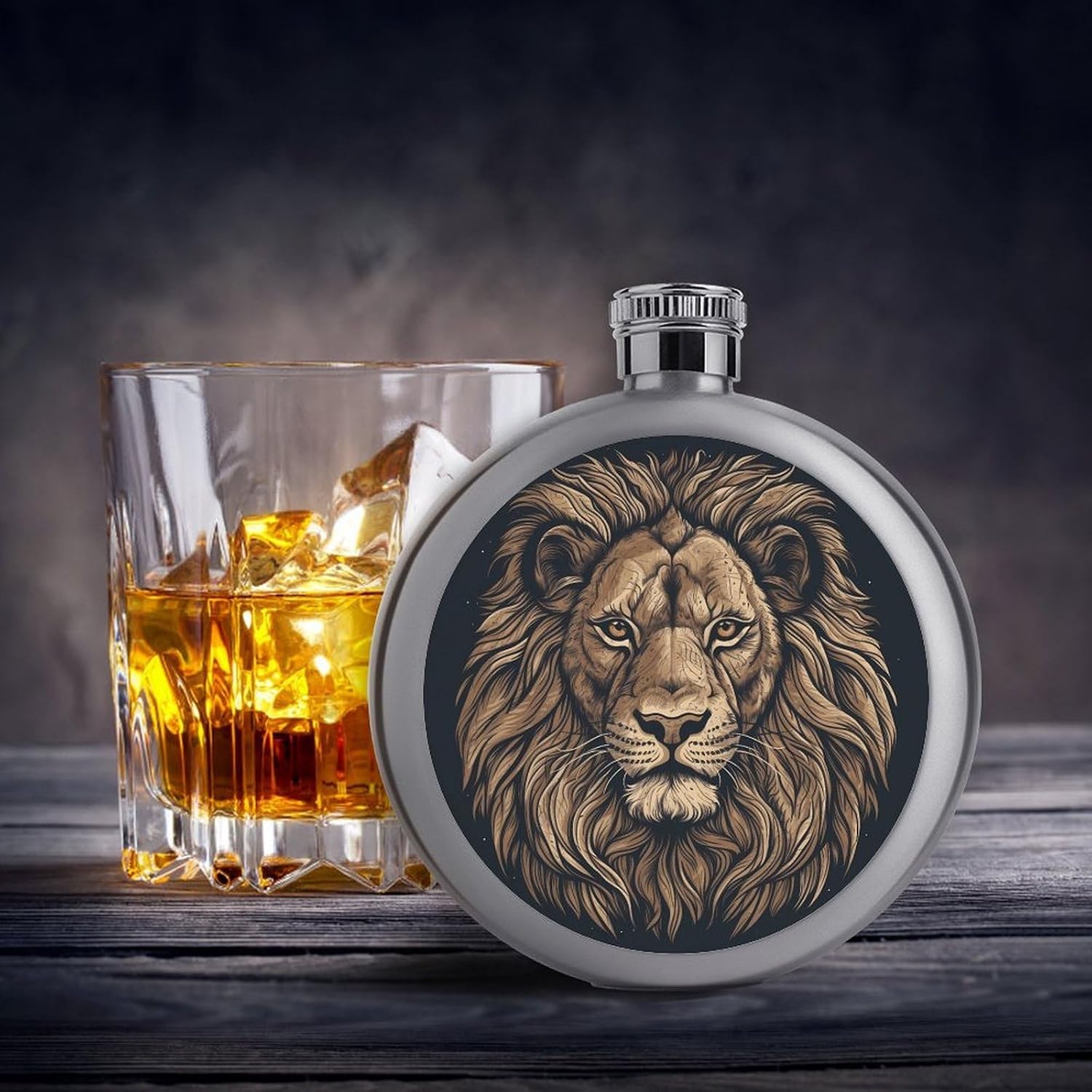 Leak Proof Stainless Steel 5 Oz Flask Cartoon Lion Printed Whiskey Flask Liquor Bottle Hip Flasks Liquor Canteen for Wedding Christmas Gifts