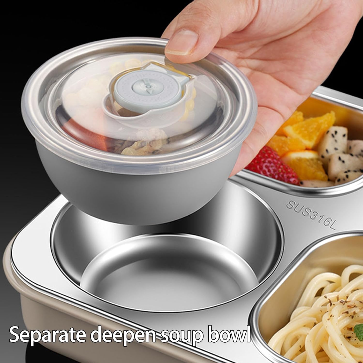 ランチボックスリークプルーフフードボックス316ステインレススチール食事の準備食品貯蔵庫および学校やオフィスポータブルに適しています