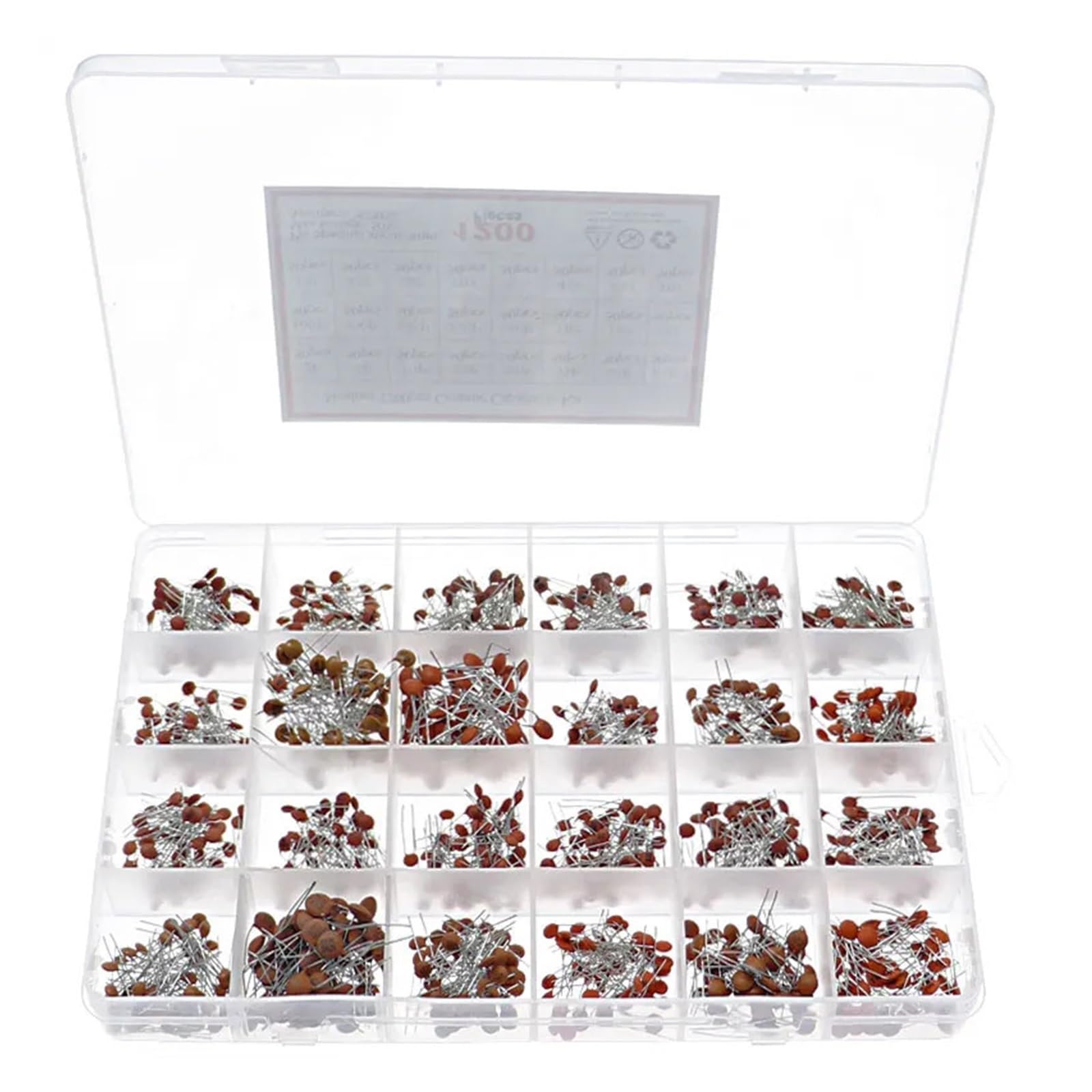 AARTERZZA 24Value/Box Ceramic Capacitor Assortment Kit 2PF-0.1UF 50V Ceramic Capacitors Set 22PF 47PF 100nF 104 Electronic Capacitor Pack