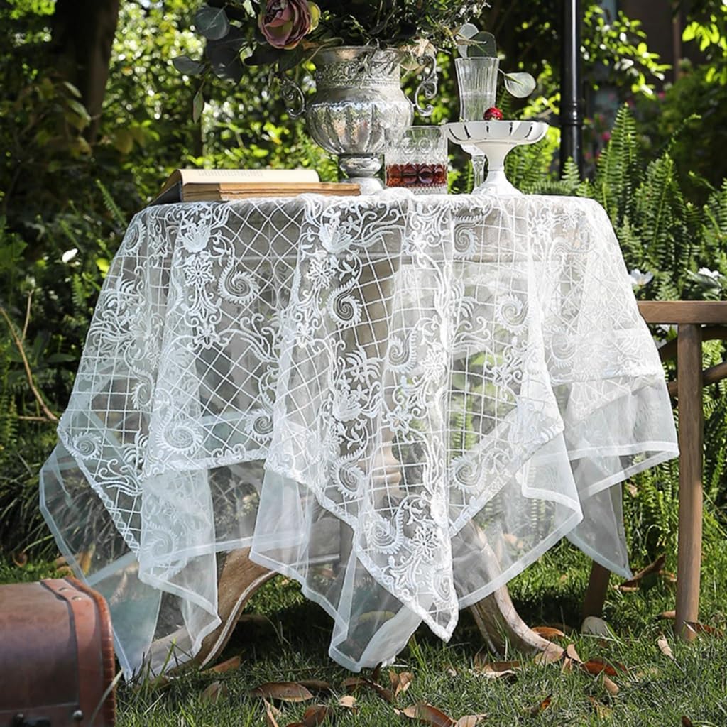 屋内/屋外の生地のテーブルクロス テーブルクロス レース シンプル モダン 文学と芸術 エレガント ラウンド テーブルクロス ティー
