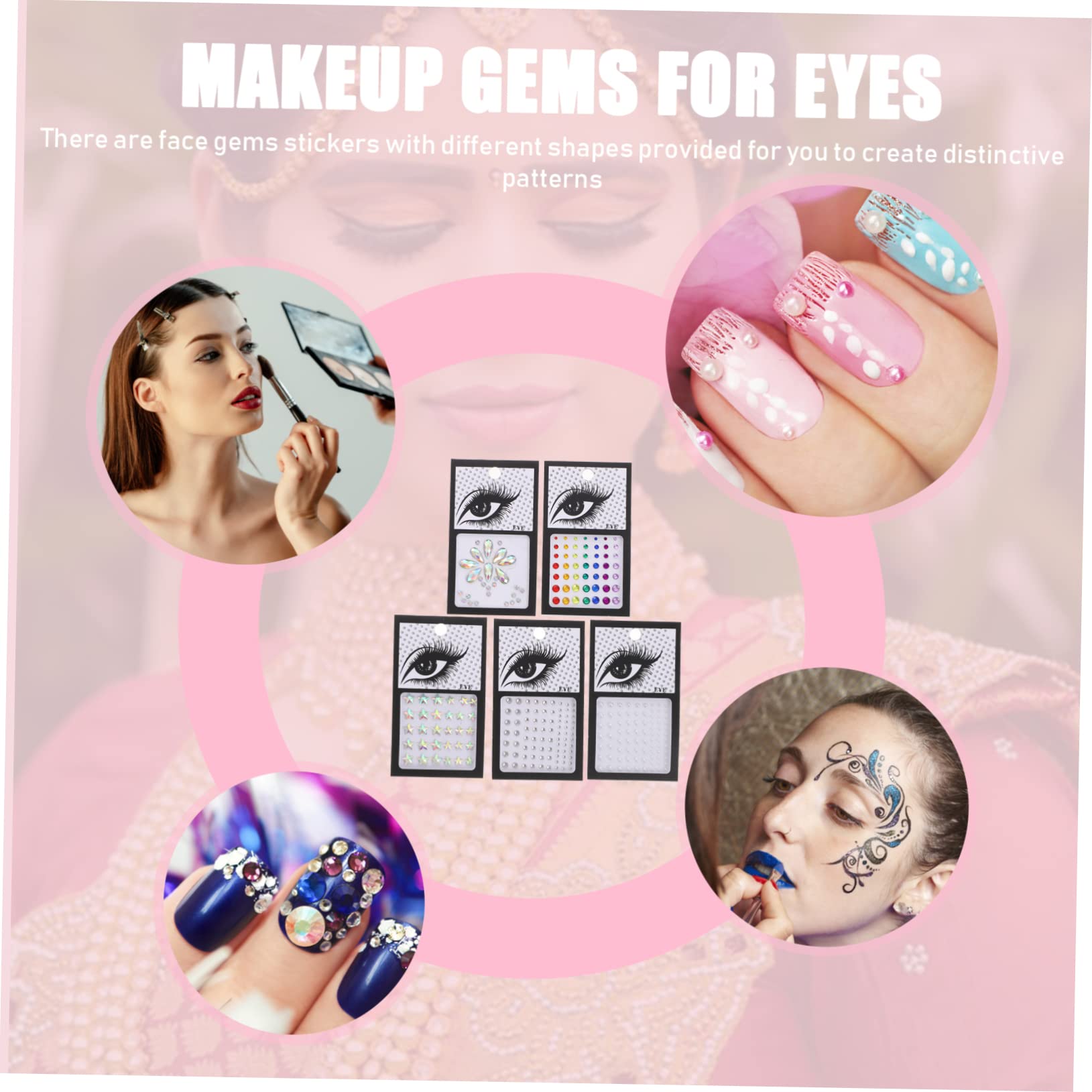 minkissy 25fogli Adesivi Brillantini Per Makeup Di Gemme Per Viso e Occhi Stickers Con Strass Per Festività Di Decorazioni Per Halloween Natale e Feste Vari