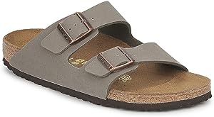 Birkenstock (ビルケンシュトック) 男女兼用 アリゾナ 柔らかいフットベッド サンダル - ナロー幅, Stone Pull Up, 12 Narrow Women/10 Narrow Men