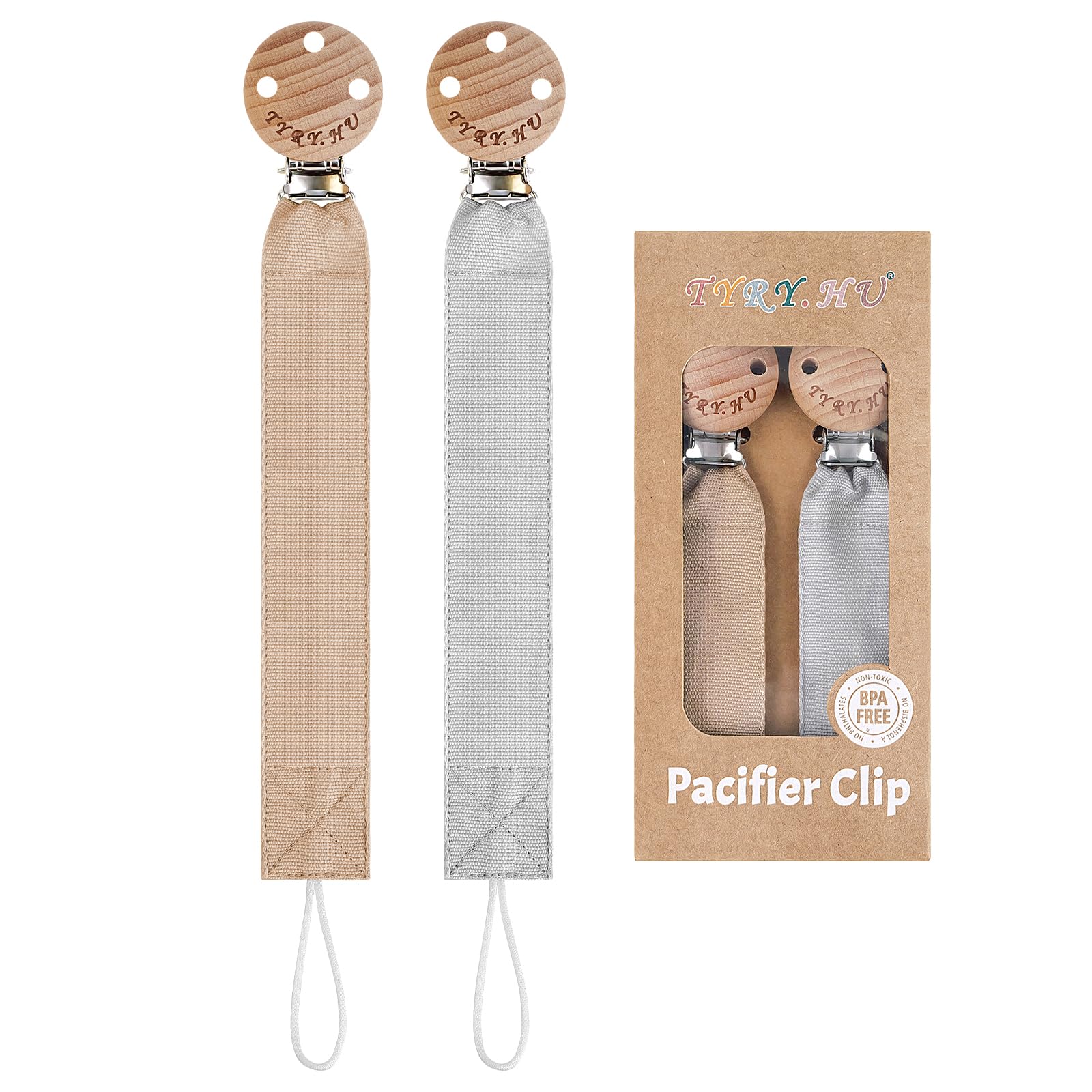 TYRY.HU Catenella Portaciuccio Tessuto Morbido Catenella Ciuccio Fatto a Mano Succhietto Porta Clip di Legno Cotone Bambini Ragazzi Massaggiagengive Clip Baby Regalo,2 Pezzi