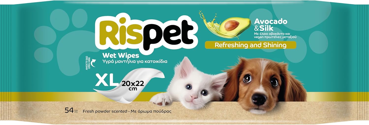 XL Avocado & Silk Cloths for Dogs, Cats & Pets - 54 Wipes 2