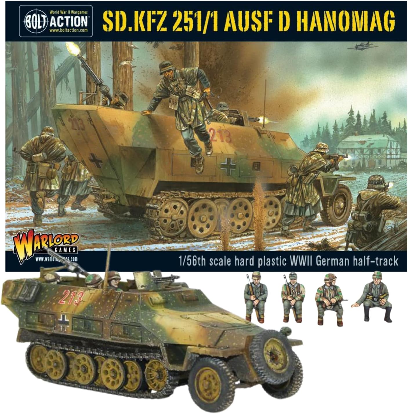 Wargames Delivered Bolt Action: Tank War - Sd.Kfz 251/1 Ausf D Hanomag, World War 2 Miniatures Game, 28mm Army Tank Model for Miniature Wargaming by Warlord Games