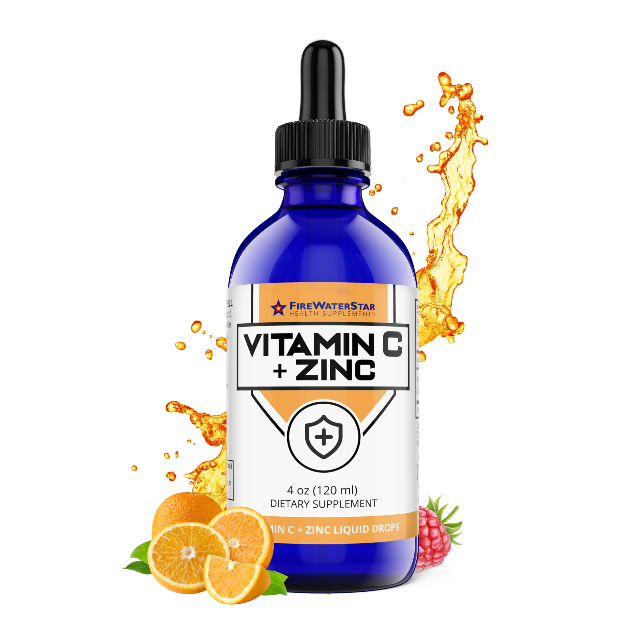 FWS Vitamin C with Zinc Liquid Drops, 4 oz, Liquid Vitamin C and Zinc Supplement, Non GMO Vitamin C Drops, Antioxidant Vitamin C Formula, Easy Dropper Delivery, Daily Vitamin C and Zinc Support