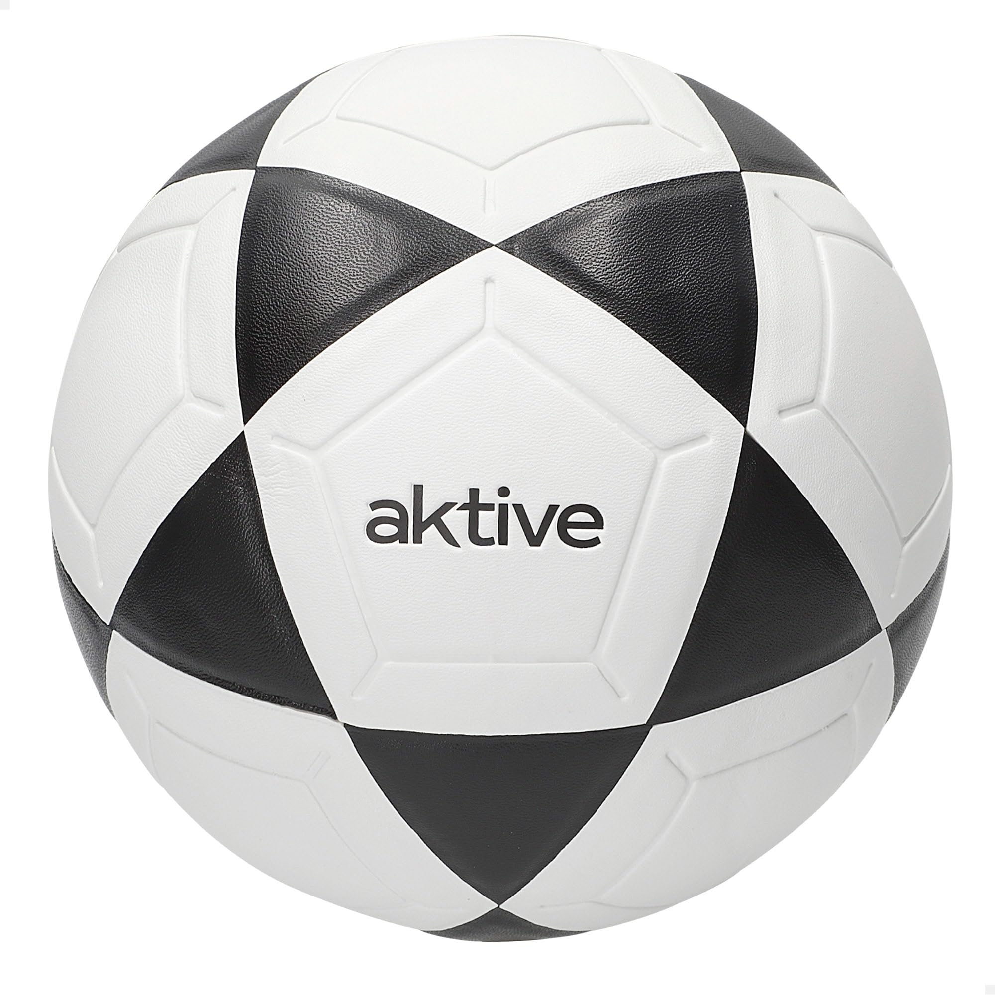 AKTIVE Balón de fútbol PVC 360-380g D20 cm Talla 4 Blanco y Negro Resistente Duradero Entrenamiento Aire Libre