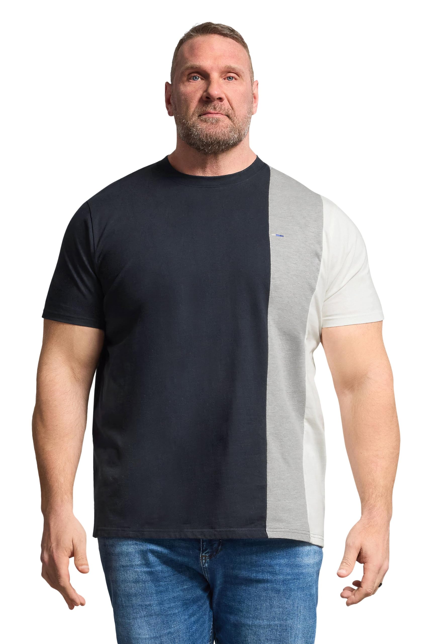 Badrhino Men's Navy Big & Tall Blue Cut & Sew T-Shirt - Plus Size Curve