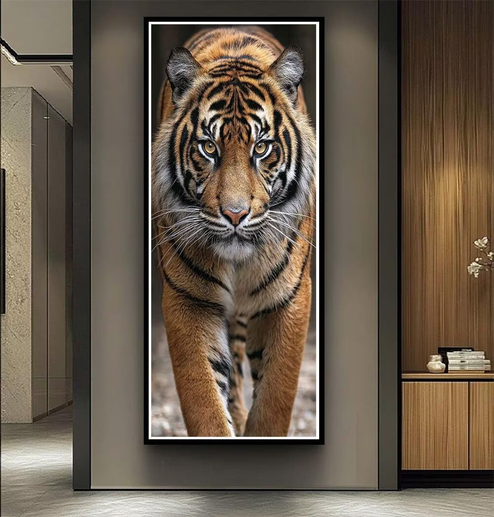 Animals Diamond Art Kits Adults Large 5D Tiger Diamond Painting Kits, DIY Full Drill Crystal Art Rhinestone Embroidery Cross Stitch Arts and Crafts for Adults 39.4x78.7 Inch/100x200 cm -LR1124
